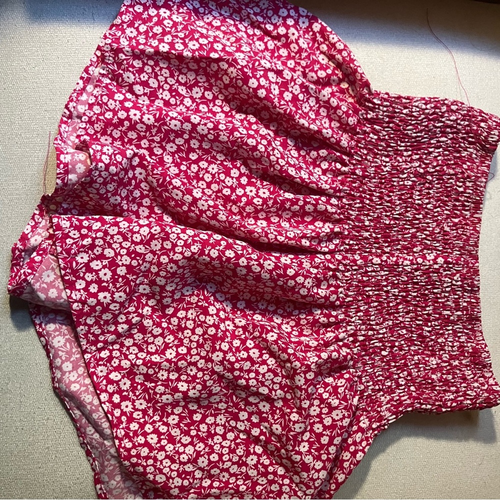 SHEIN Hot Pink Floral Smocked Mini Skirt